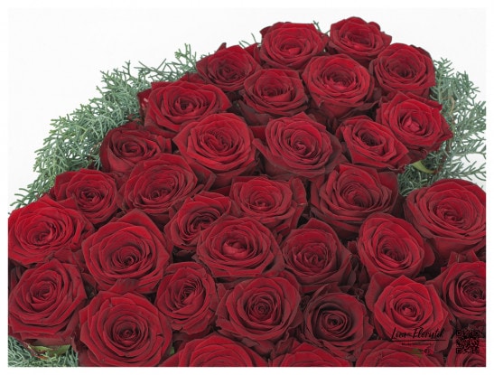 Trauergesteck mit roten Rosen  - Detail -